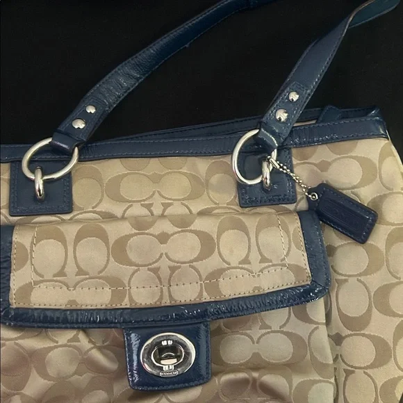 Coach F19043 Khaki/Navy Penelope Signature Satchel - Picture 10 of 13
